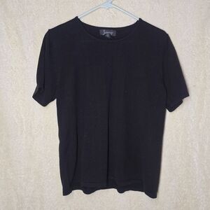 Women's Vintage Short Sleeve Black Top Jenny Size L 100% Acrylic